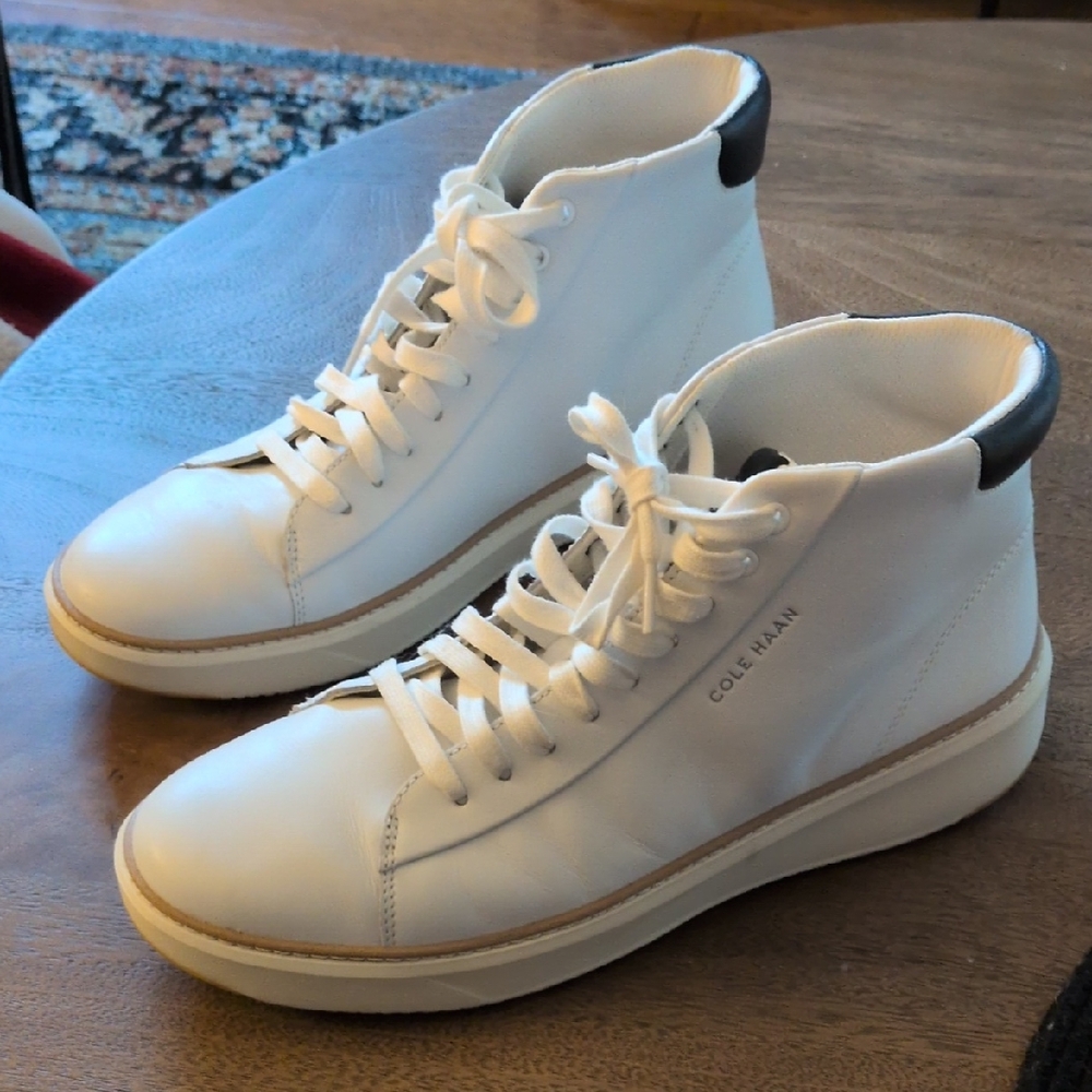 Cole Haan Men's White and Black High-Top Sneakers